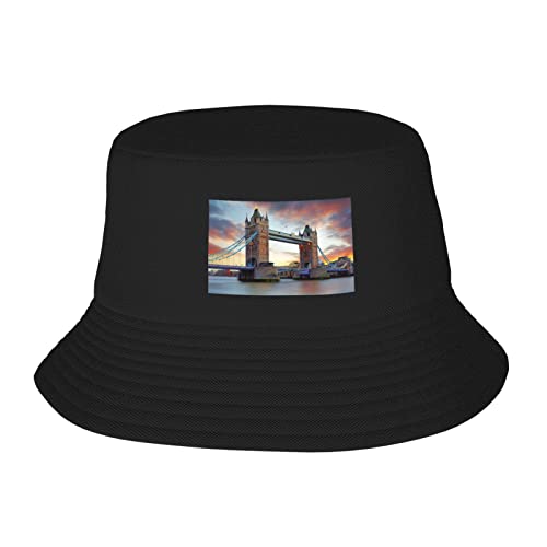Sombrero de pescador doble con diseño de puente histórico de la Torre Vieja de Londres para adultos, sombrero de viaje al aire libre, Puente histórico de la vieja torre de Londres., Talla única