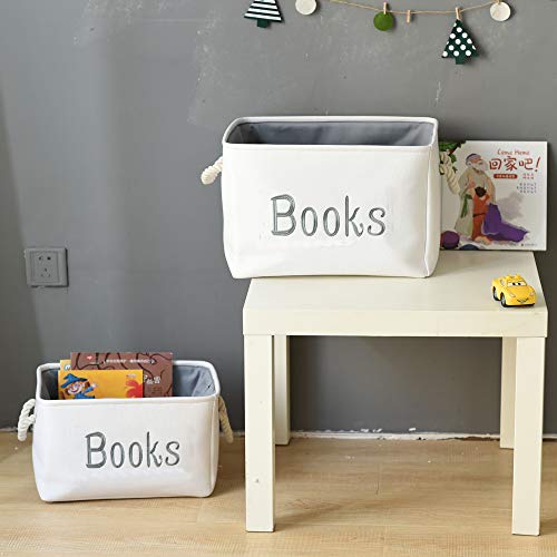 INough Cesta de almacenamiento de libros, cajas de almacenamiento para niños, cubos de almacenamiento de bebé, para guardería/habitación de los niños, historias/libros de biblioteca (mediano, libros)